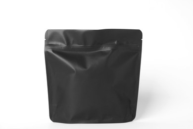 Photo of One zipper stand-up pouch on white background. Mockup for design