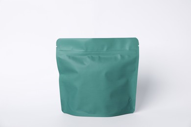 Photo of One zipper stand-up pouch on white background. Mockup for design