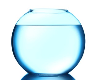 Photo of Glass aquarium with water isolated on white