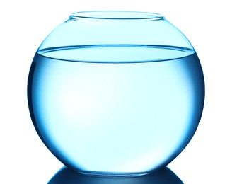 Photo of Glass aquarium with water isolated on white