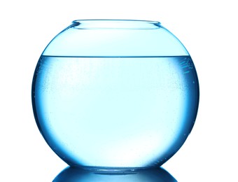 Photo of Glass aquarium with water isolated on white