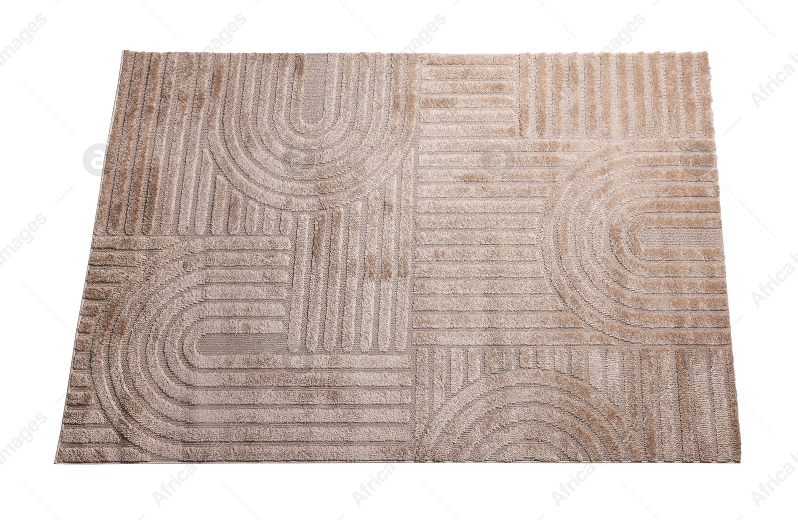 Stylish rug with pattern isolated on white, top view Photo of Stylish rug with pattern isolated on white, top view