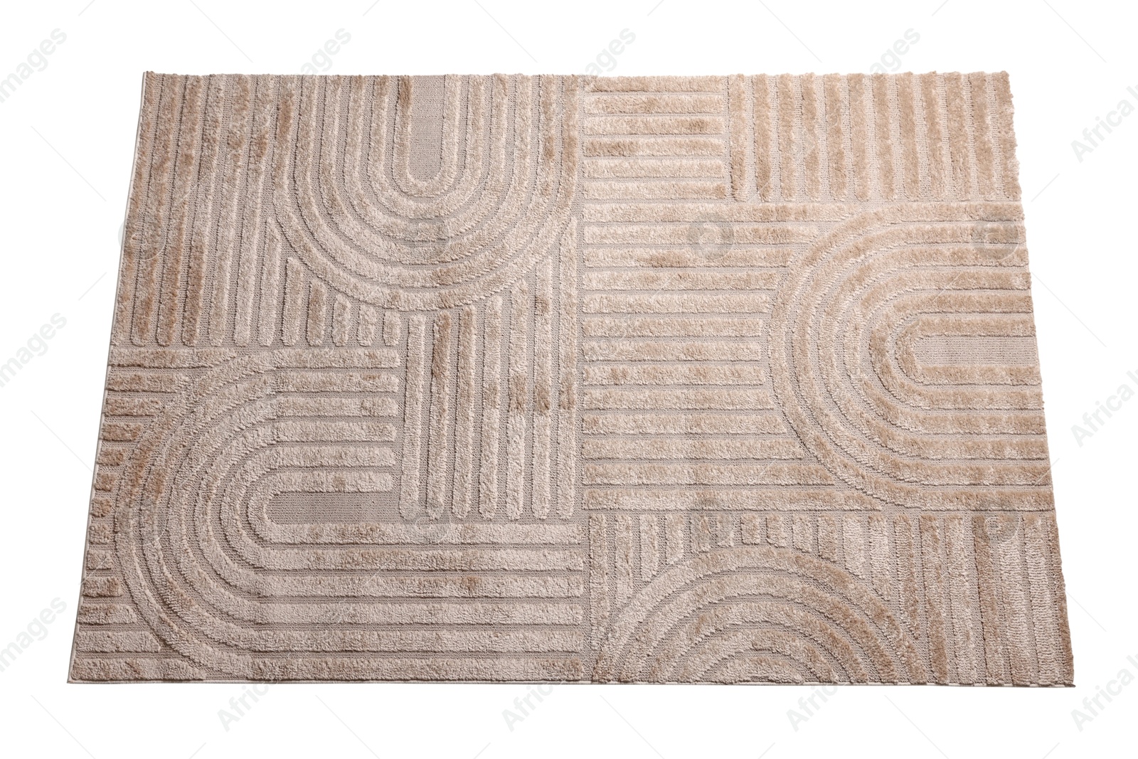Stylish rug with pattern isolated on white, top view Photo of Stylish rug with pattern isolated on white, top view