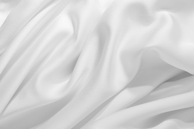Image of Texture of white silk fabric as background, top view