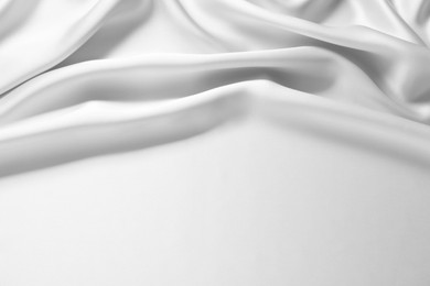 Image of Texture of white silk fabric as background, top view