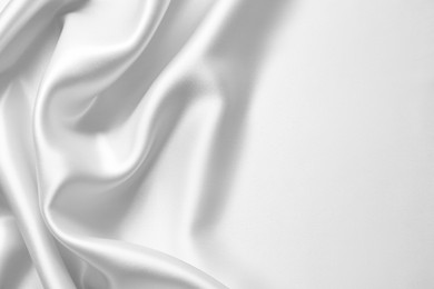 Image of Texture of white silk fabric as background, top view