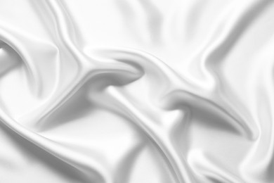 Image of Texture of white silk fabric as background, top view