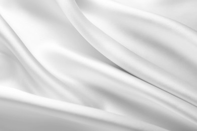 Image of Texture of white silk fabric as background, top view