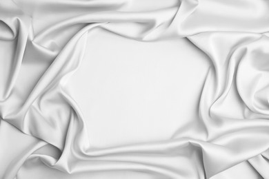 Image of Texture of white silk fabric as background, top view