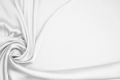 Image of Texture of white silk fabric as background, top view