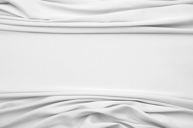 Image of Texture of white fabric as background, top view