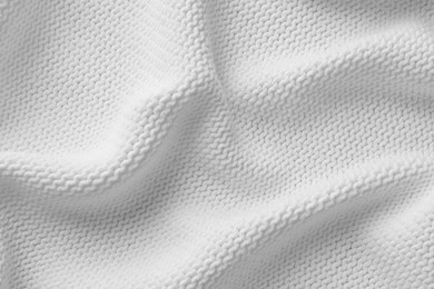 Image of Texture of white knitted fabric as background, top view