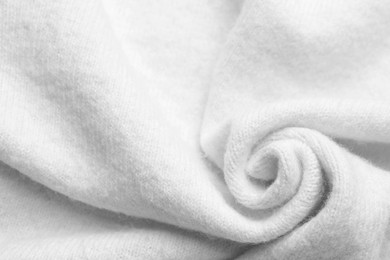 Image of Texture of soft white fabric as background, top view