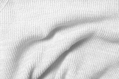 Image of Texture of white knitted fabric as background, top view