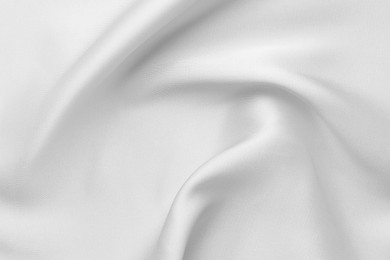 Image of Texture of white silk fabric as background, top view