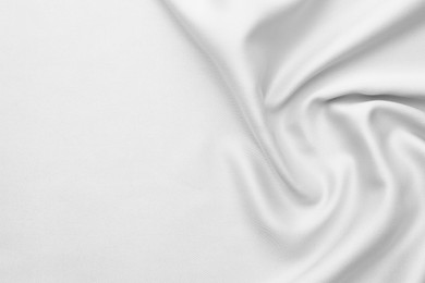 Image of Texture of white silk fabric as background, top view