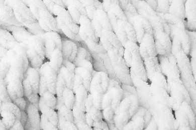 Image of Texture of white knitted fabric as background, top view