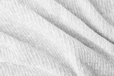 Image of Texture of white knitted fabric as background, top view