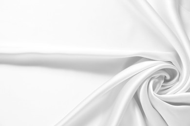 Image of Texture of white silk fabric as background, top view