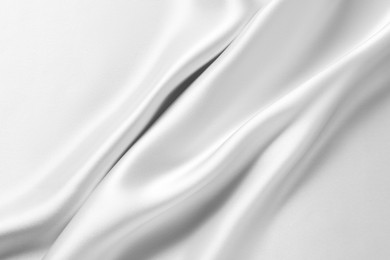 Image of Texture of white silk fabric as background, top view
