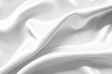 Image of Texture of white silk fabric as background, top view