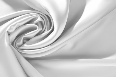 Image of Texture of white silk fabric as background, top view