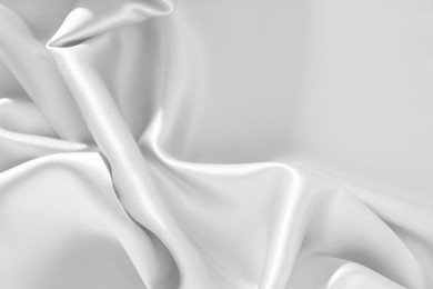 Image of Texture of white silk fabric as background, top view