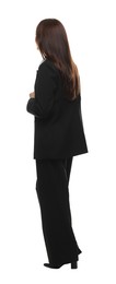 Photo of Confident woman in suit on white background