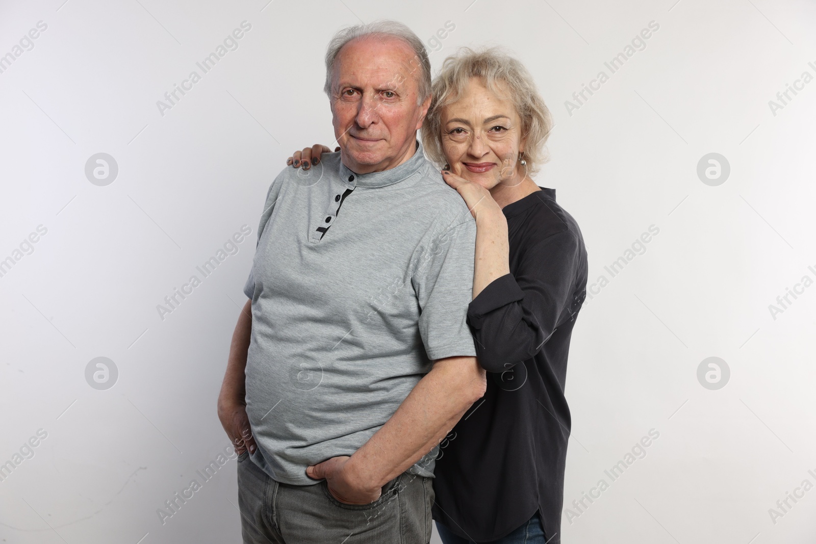 Portrait of lovely senior couple on white background Photo of Portrait of lovely senior couple on white background