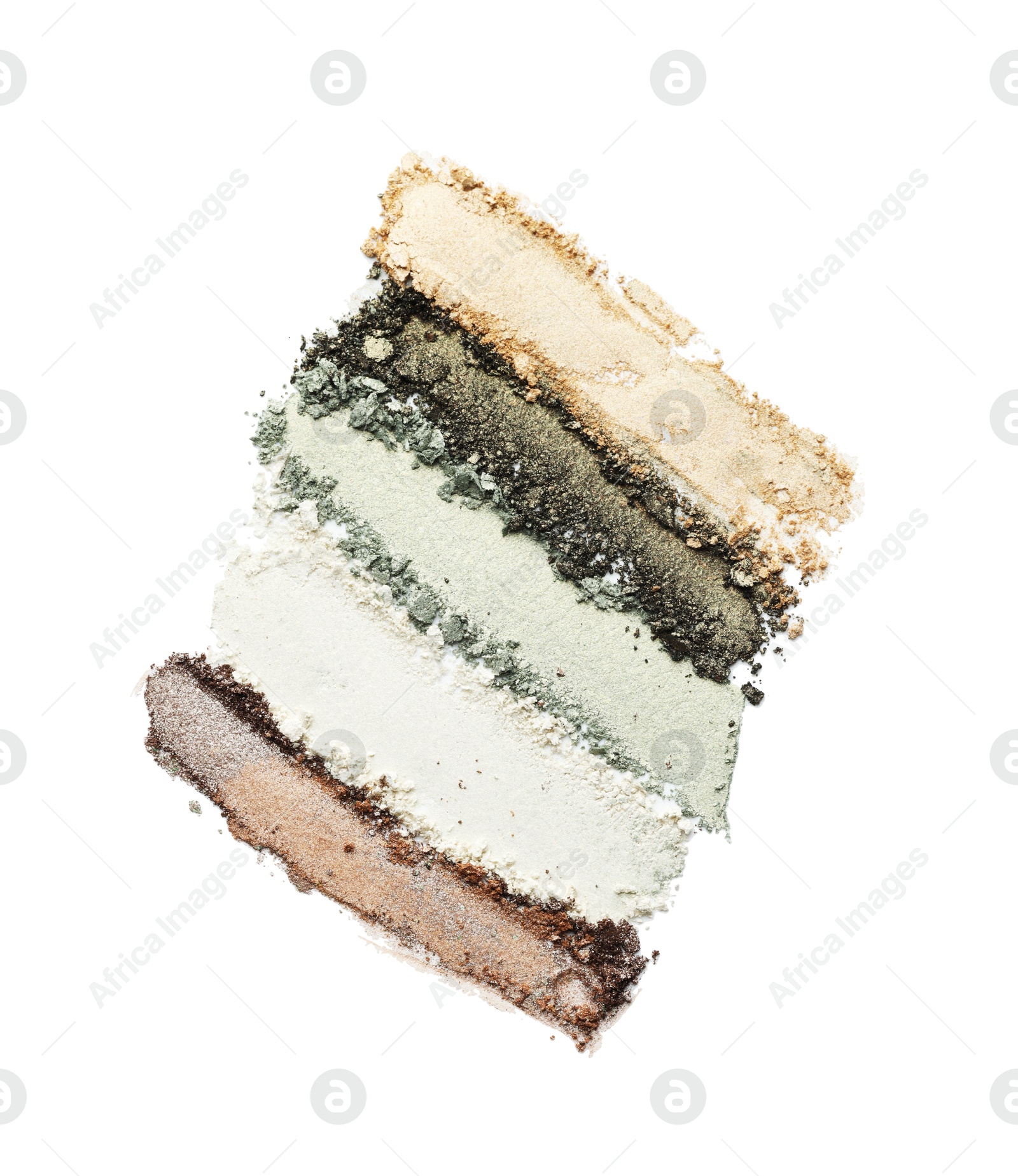Colorful eyeshadows on white background, top view Photo of Colorful eyeshadows on white background, top view