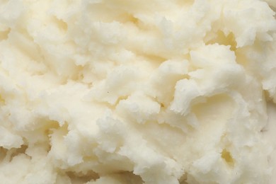 Photo of Texture of organic shea butter as background, top view