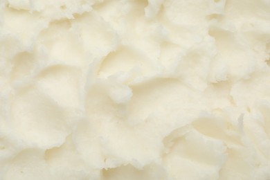 Photo of Texture of organic shea butter as background, top view