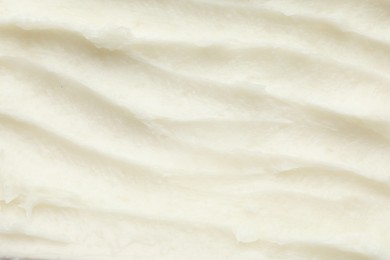 Photo of Texture of organic shea butter as background, top view