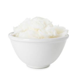 Photo of Shea butter in bowl isolated on white