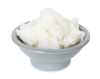 Photo of Shea butter in bowl isolated on white