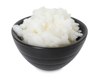 Photo of Shea butter in bowl isolated on white