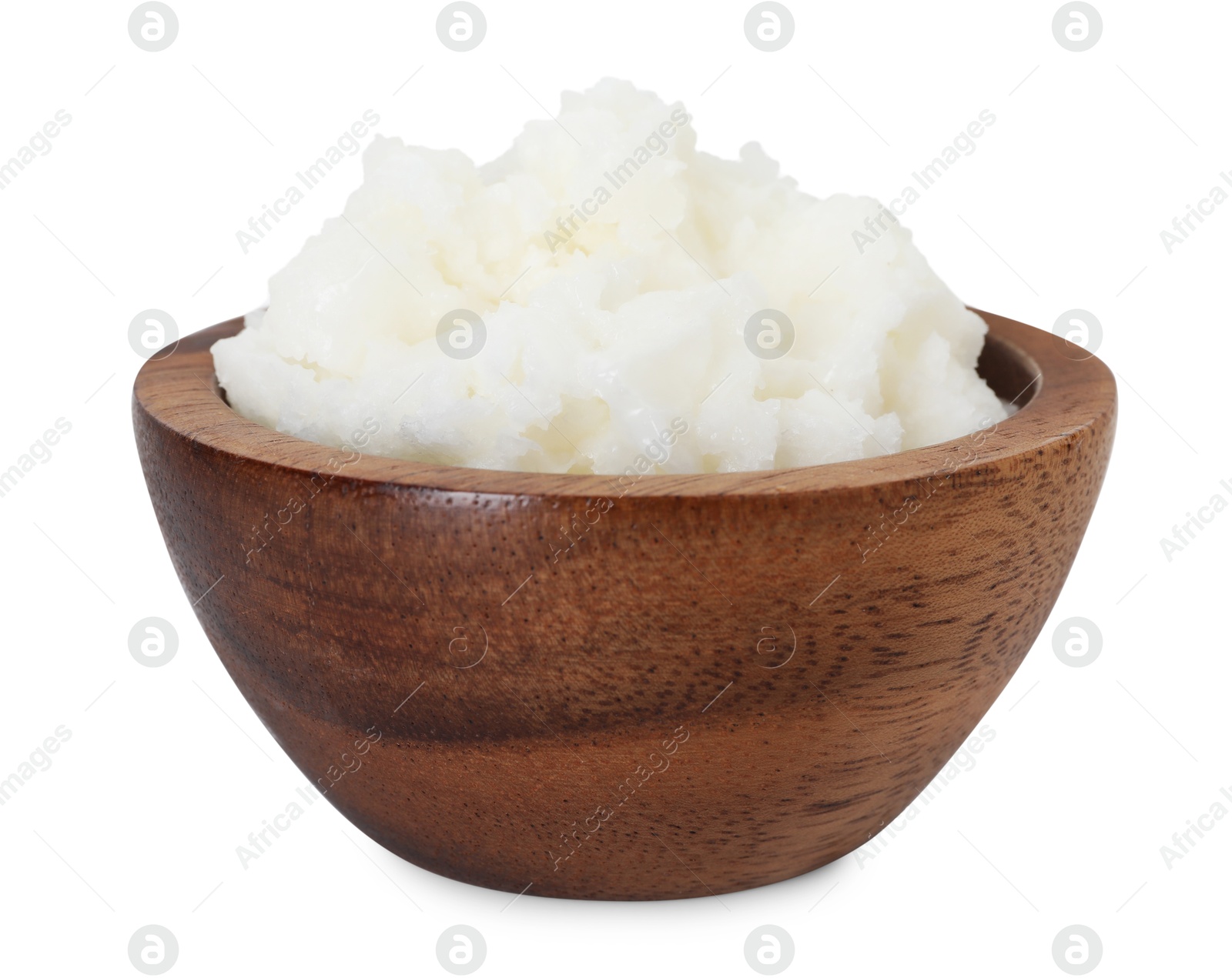 Photo of Shea butter in bowl isolated on white