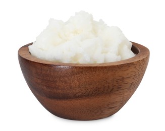 Photo of Shea butter in bowl isolated on white
