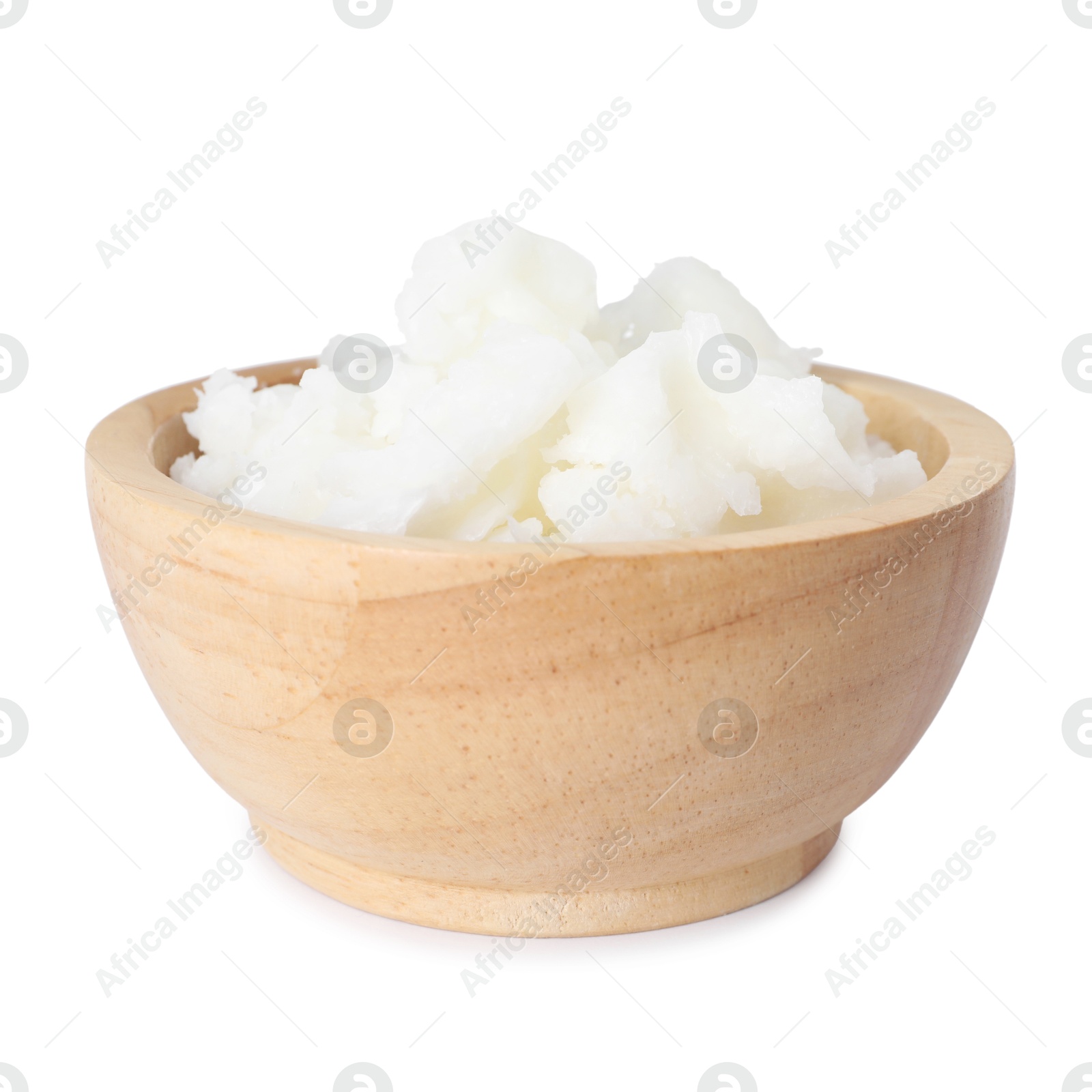 Photo of Shea butter in bowl isolated on white