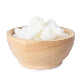 Photo of Shea butter in bowl isolated on white