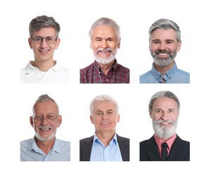 Image of Photos of different men for passport or other identification document on white background, set