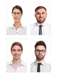 Image of Photos of different people for passport or other identification document on white background, set