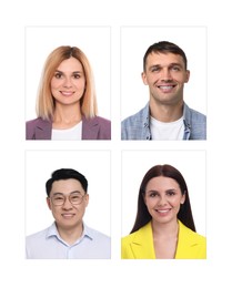 Image of Photos of different people for passport or other identification document on white background, set