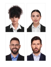 Image of Photos of different people for passport or other identification document on white background, set