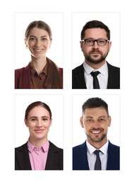 Image of Photos of different people for passport or other identification document on white background, set