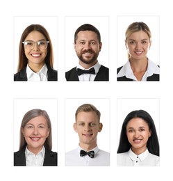 Image of Photos of different people for passport or other identification document on white background, set
