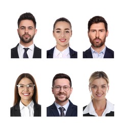 Image of Photos of different people for passport or other identification document on white background, set
