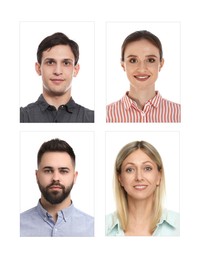 Image of Photos of different people for passport or other identification document on white background, set