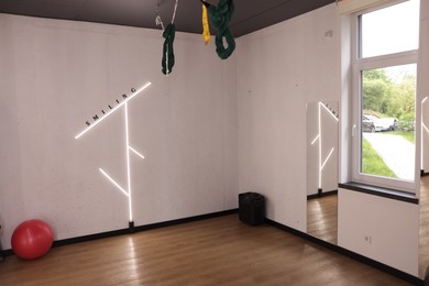 Photo of Fitness ball, mirror and aerial hammocks in studio