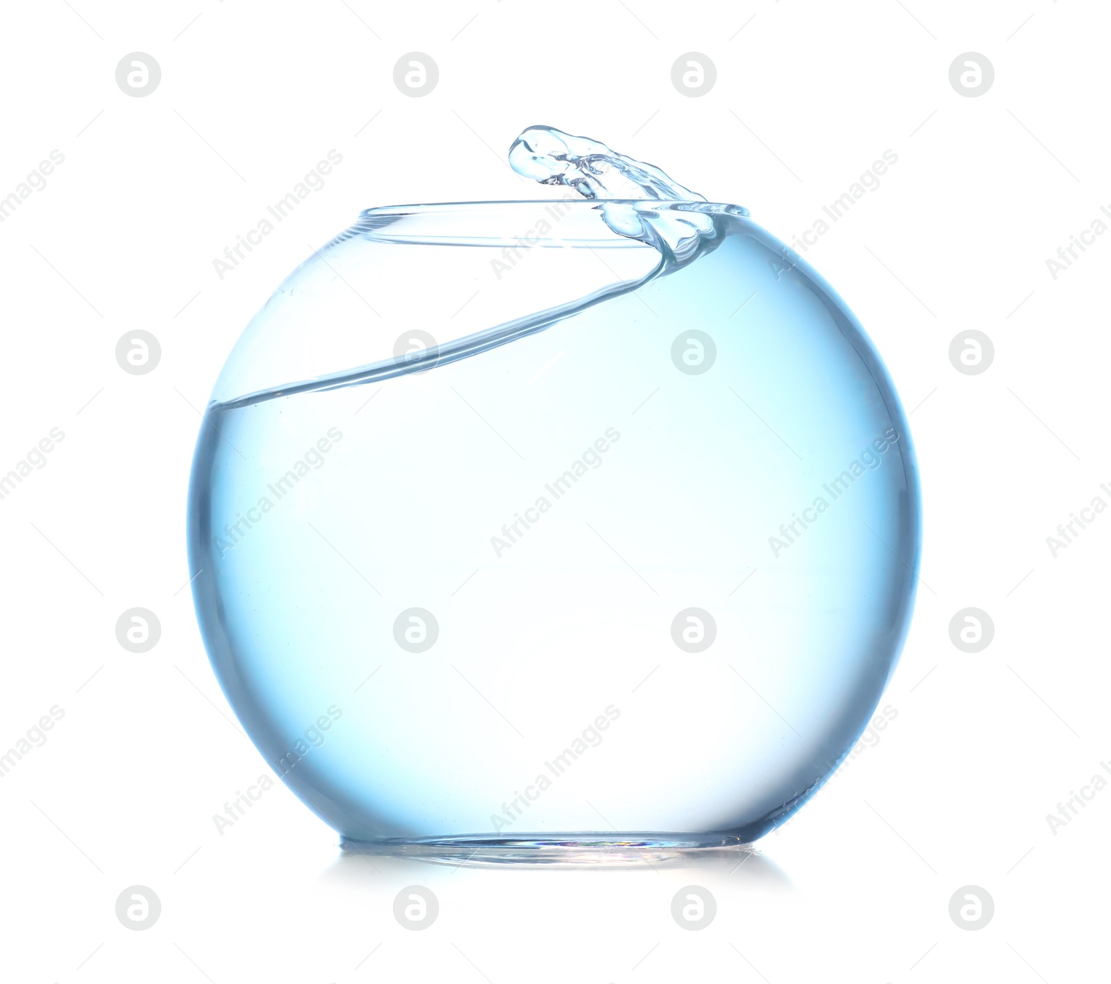 Glass aquarium with splashing water isolated on white Photo of Glass aquarium with splashing water isolated on white